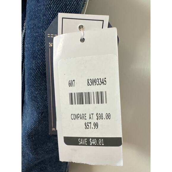 NWT Democracy Large Ombre Denim Faux Fur Lining Button Up Vest W Front Pockets - Picture 4 of 8